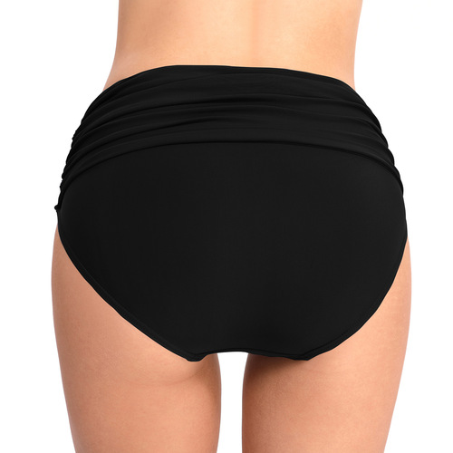 European and American high-waisted elastic pleated swimsuit for women, conservative triangle swimsuit for women