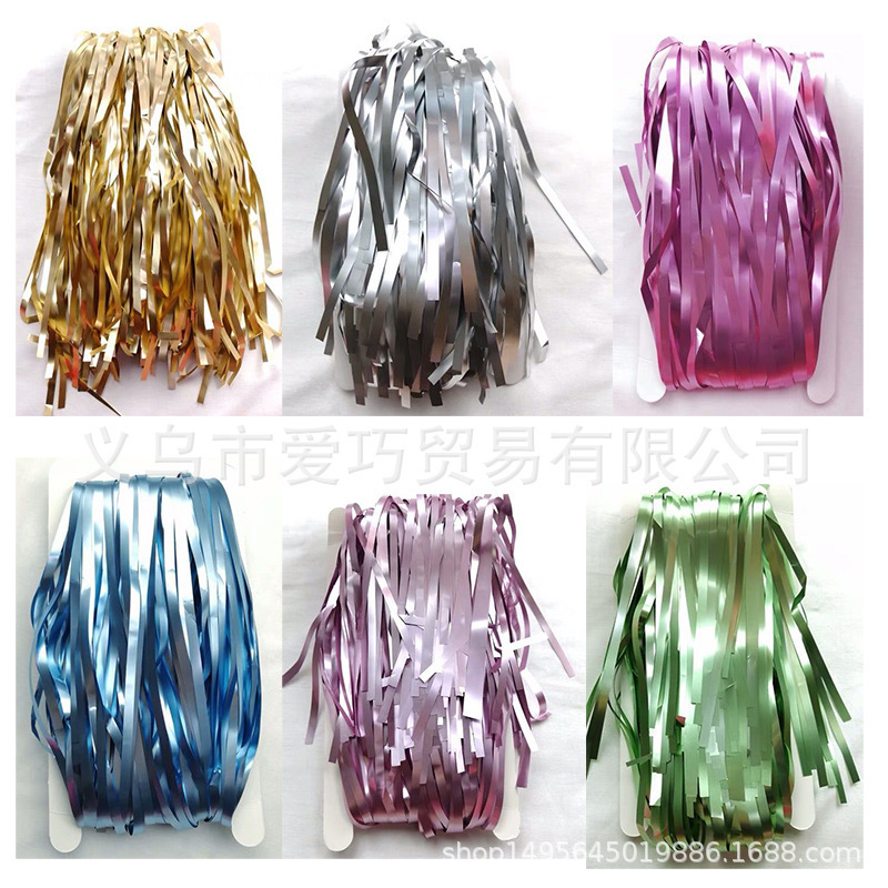 Matte gold rain silk curtain 1X2 meter rain silk tassel balloon decorative curtain wedding room party background wall curtain