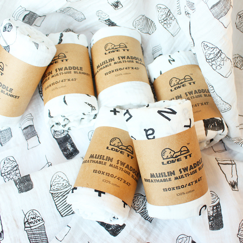 Cotton gauze wrap towel newborn swaddling towel double-layer wrap cloth baby quilt wrap gauze blanket gauze bath towel