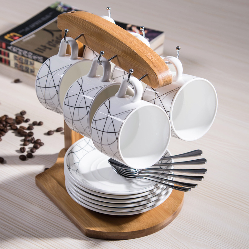 Tazas de cerámica tazas de agua tazas de café creativas con un conjunto completo de platos de 6 piezas al por mayor
