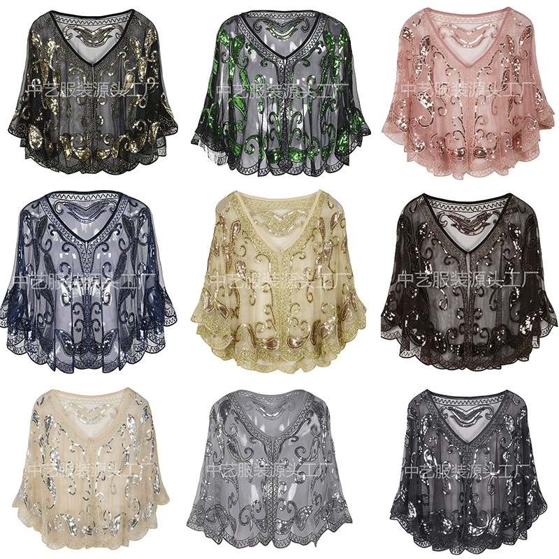 Вечернее платье для рождественской ежегодной встречи, женское трансграничное новое осенне-зимнее свадебное платье с блестками, Европейское и американское шаль Amazon