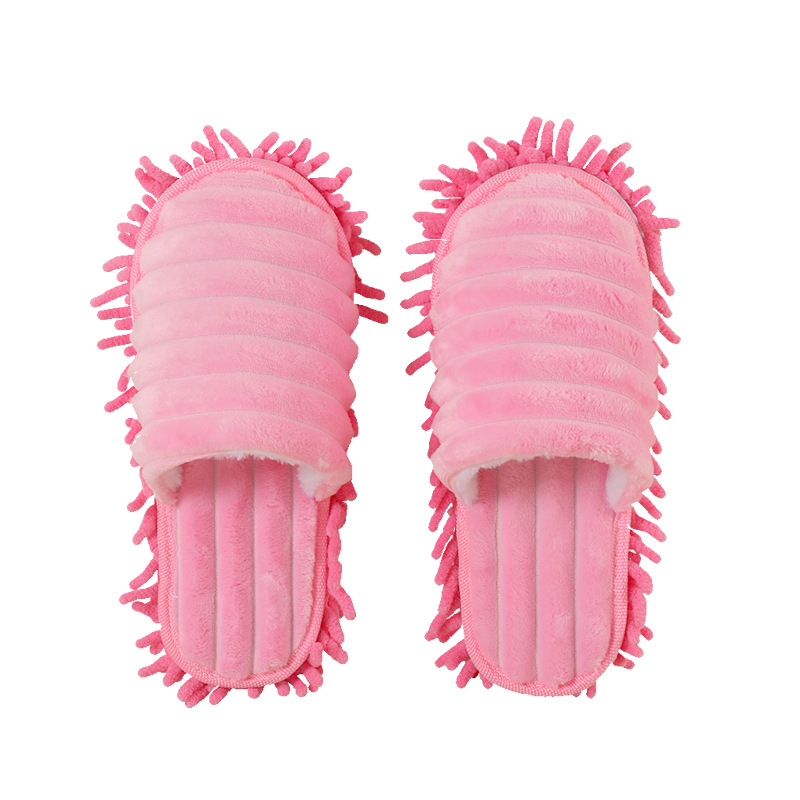 Invierno nuevo peludo rayas perezoso piso zapatillas chenille inferior desmontable par piso limpieza zapatos gruesos image 6