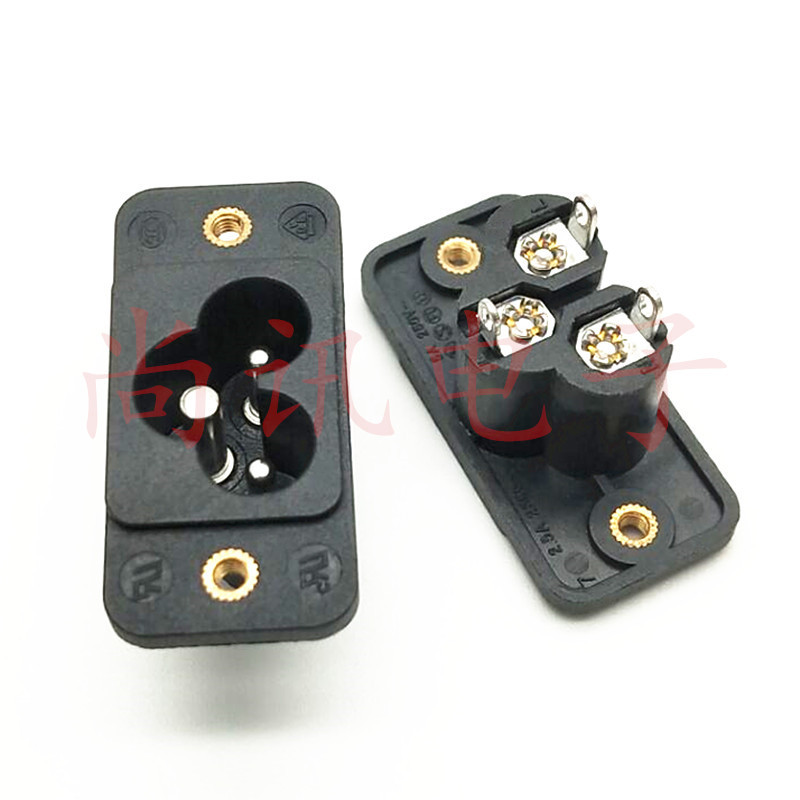 AC电源插座DB-6 AC-030B 米老鼠器具 梅花插座C6带螺丝孔190-D04