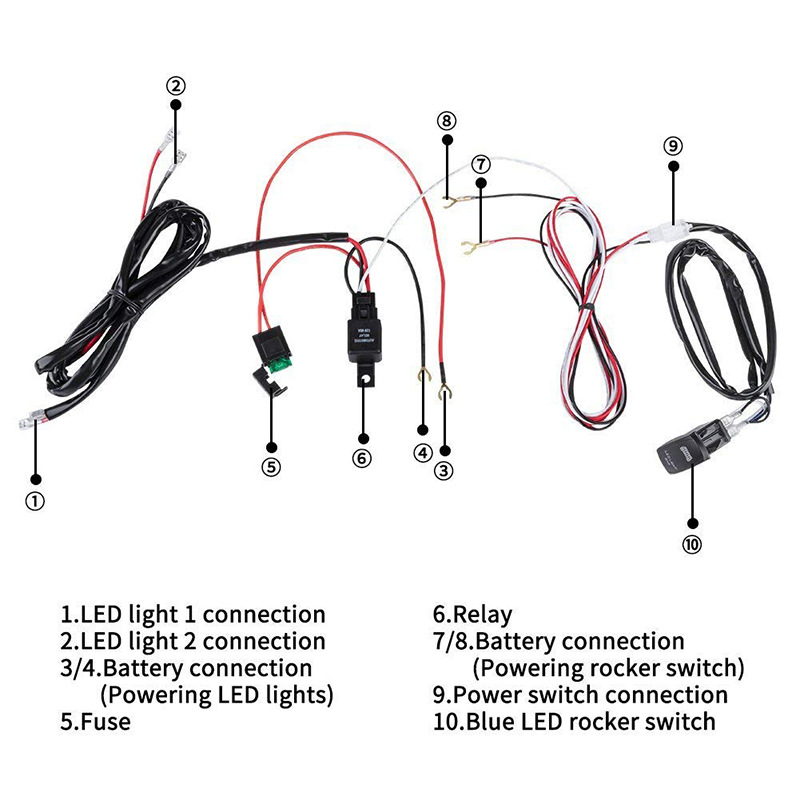 Modificación del coche 12/24V Universal interruptor de la luz antiniebla arnés de cableado de alta potencia LED tira de luz interruptor de la luz de trabajo arnés de cableado