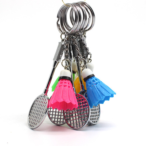 Factory direct sales badminton pendant jewelry keychain creative simulation arena small gift badminton keychain