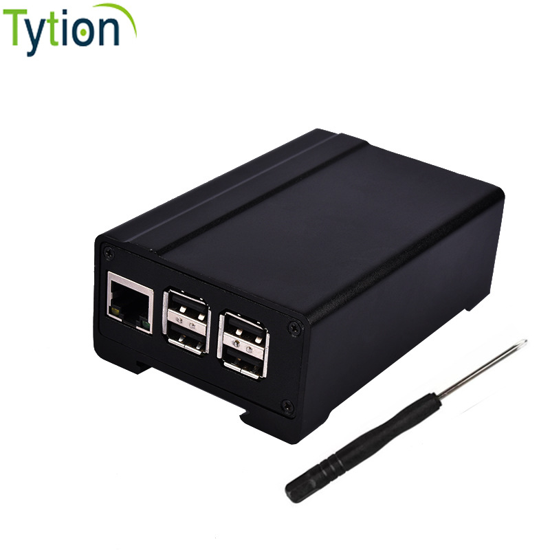 树莓派3+ 金属外壳 铝合金电脑机箱盒子散热好封闭式工业导轨安装