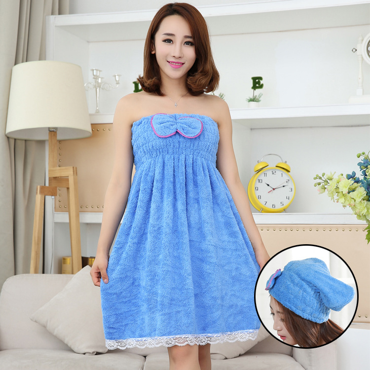 스카이 블루 (목욕 스커트 + 샤워 캡)