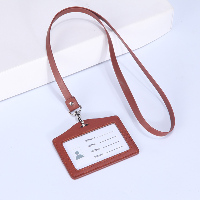 Jinbeisi insignia de cuero titular de la tarjeta de identificación titular de la tarjeta cordón permiso de trabajo caso de cuero tarjeta de trabajo titular de la tarjeta de acceso del estudiante