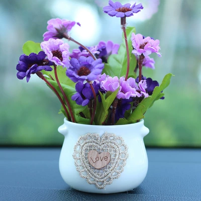 plant car creative perfume – Car ornaments - purple-daisy-flower-white-bottle