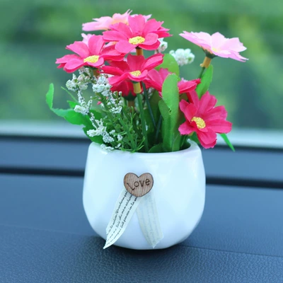 car decoration plant car Car ornaments - rose-red-jump-blue-chrysanthemum-white-bottle