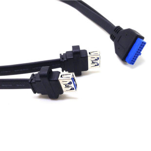 Motherboard 20pin to double extension cord USB3.0 with ear extension cord chassis front panel line