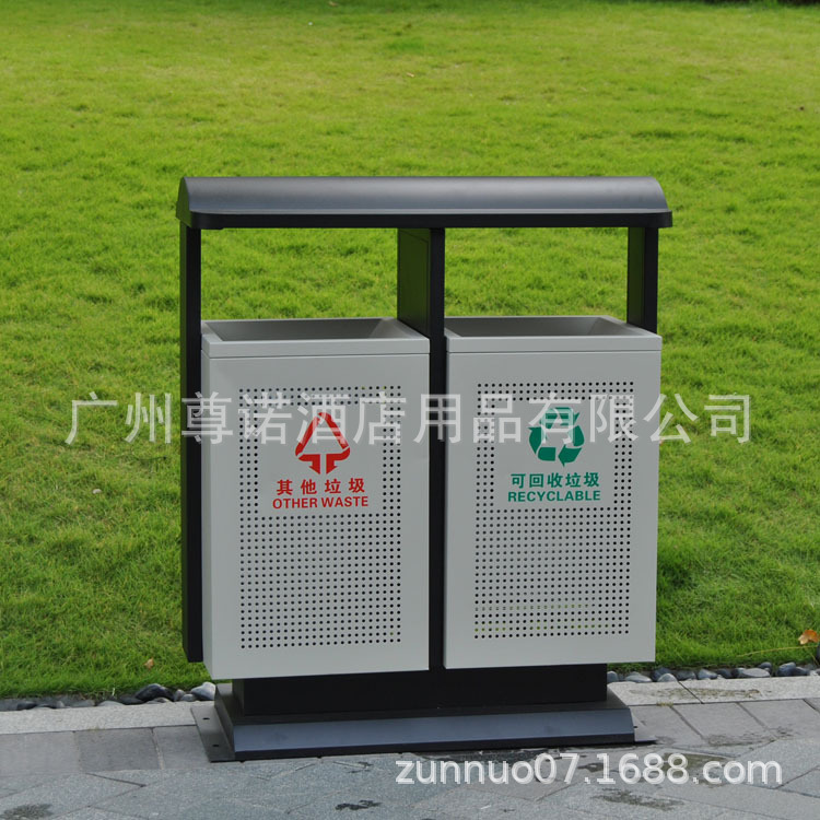 现货户外垃圾桶公园景点物业街道钢制分类果皮箱大环保室外垃圾筒