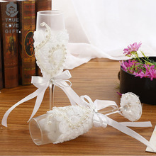 西式婚礼创意个性珍珠玻璃红酒高脚杯套装厂家直供婚庆礼品批发