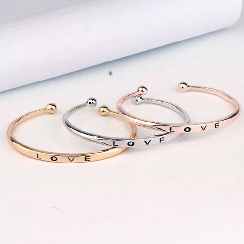 European and American Korean version versatile simple rose gold open metal lettering LOVE couple bracelet bracelet