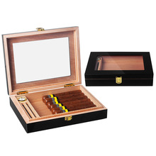 LUXFO朗佑雪松雪茄盒迷你便携雪茄保湿盒钢琴漆带展示窗盒