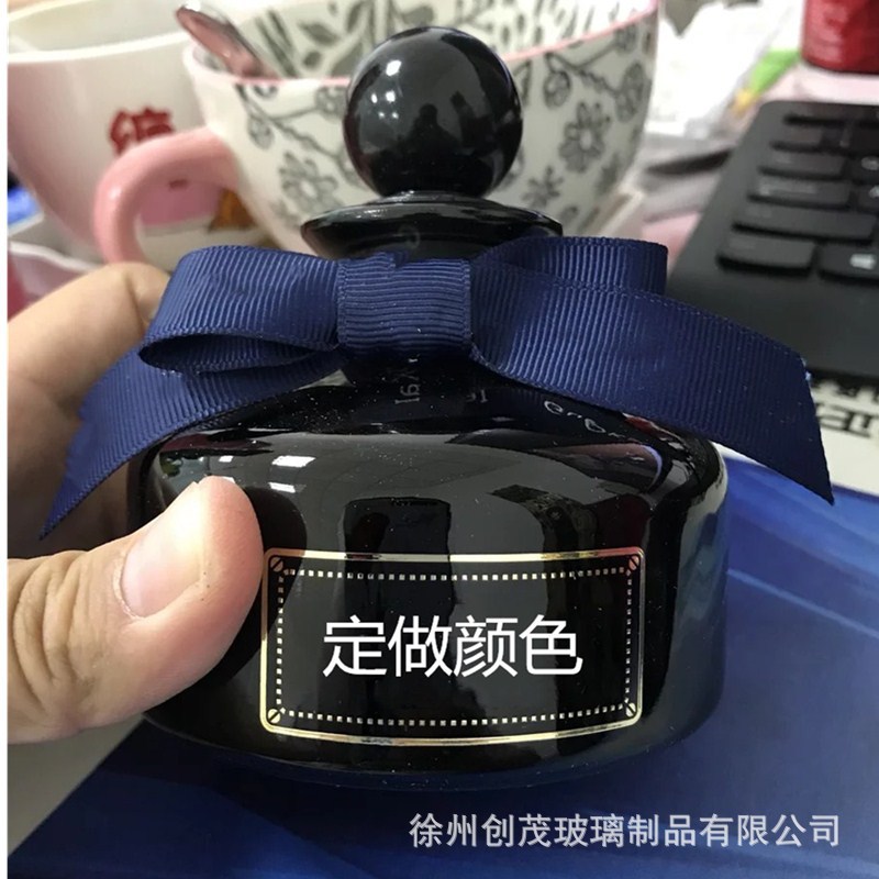 批发无火藤条玻璃香薰瓶可做透明矮款蒙古包大肚蜡台香水空瓶香氛