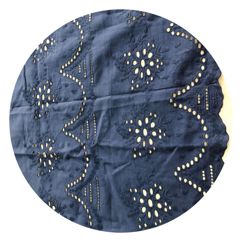 棉布绣花打孔面料/打孔花边绣 女装衬衫绣花