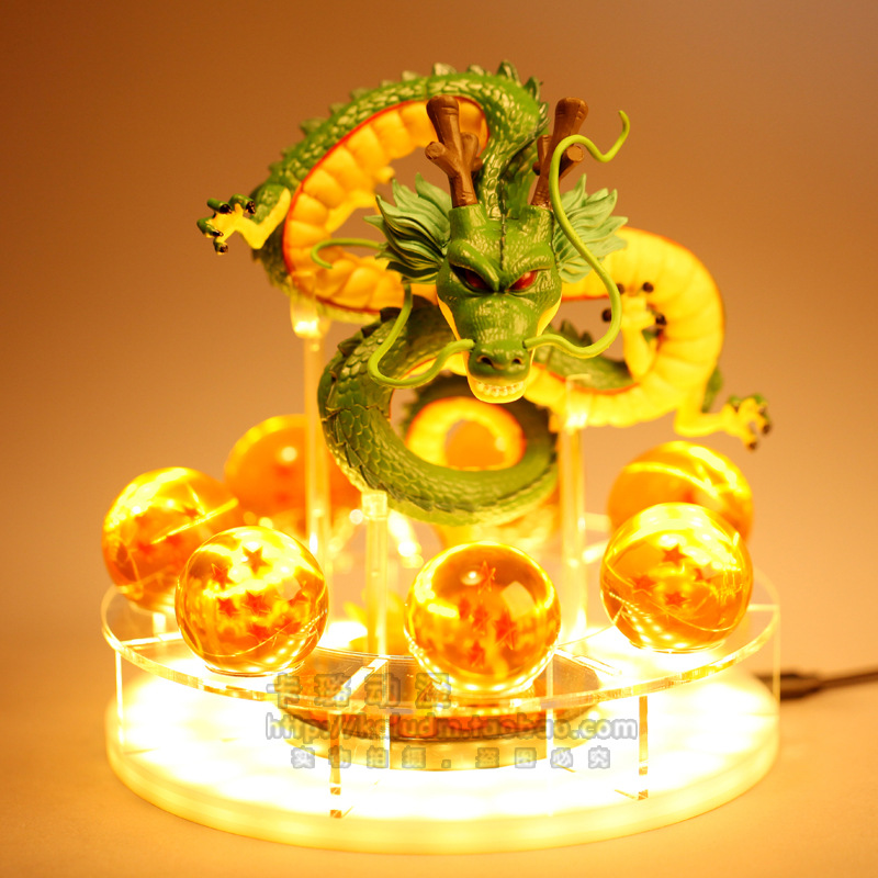 Fabricante acrílico 3.5/4.2cm Dragon Ball bola de cristal soporte figura Shenlong modelo juguete con caja de exhibición de luz