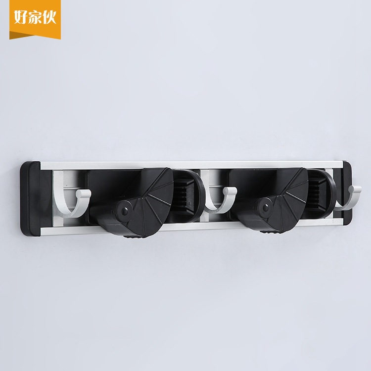 Rack mejorado espacio aluminio fregona rack escoba rack de almacenamiento rack fregona clip de cocina gancho de almacenamiento