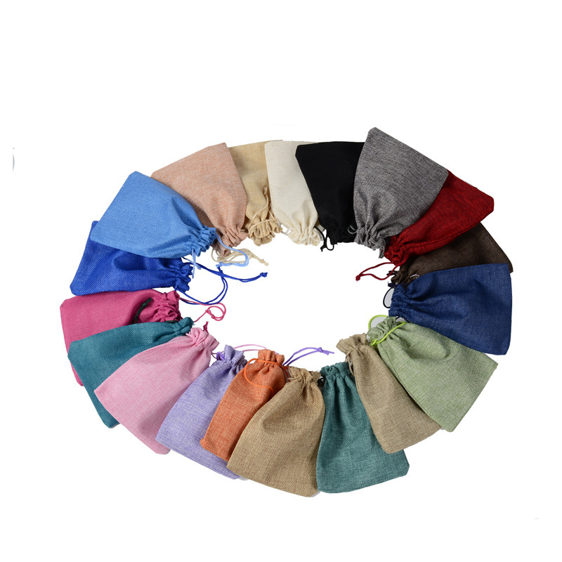 Льняная сумка 7*9 см; нейлоновая веревка случайного смешанного цвета