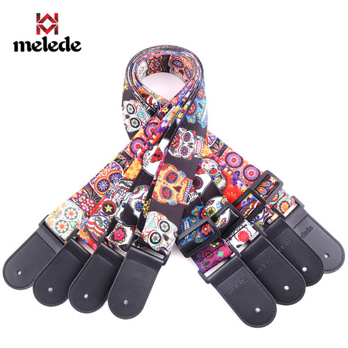 Meile Di Leather Nylon Fluorescent Printed Folk Guitar Strap Electric Wood Universal Supply One Piece Drop Shipping