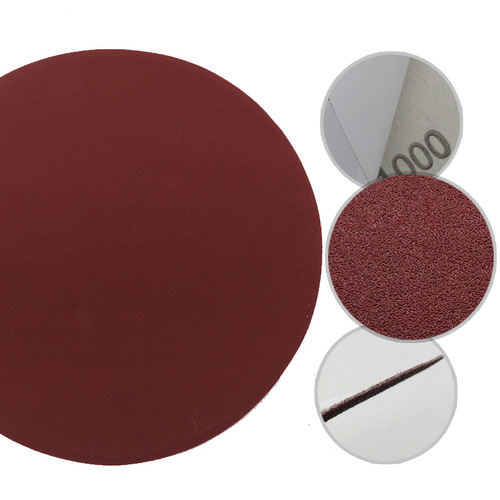 Foreign trade supply 5-inch 125mm red sand adhesive-backed abrasive sandpaper polishing disc sanding paper dry sanding adhesive-backed sandpaper