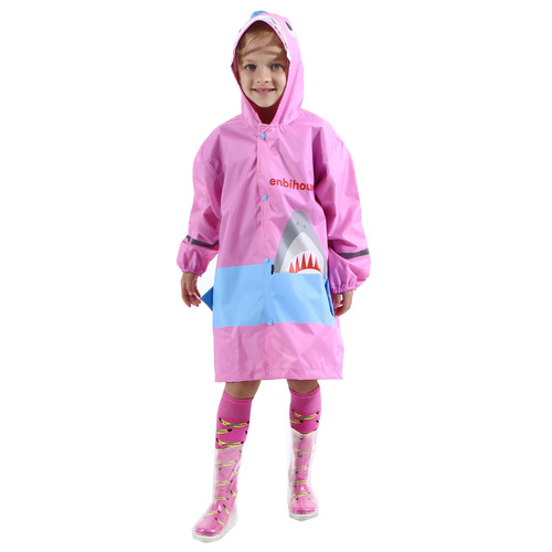 enbihouse original design ins style shark poncho for boys and girls 3D three-dimensional shape light children's raincoat