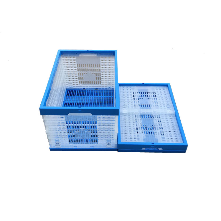 折叠式塑料筐透明色 600-340生鲜蔬菜配送折叠框透明料塑料折叠筐