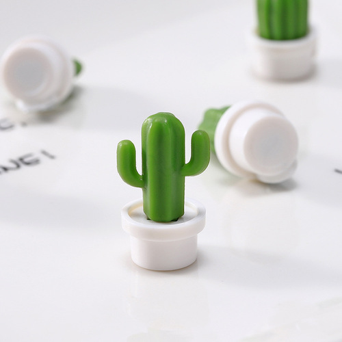 Creative cactus refrigerator magnet, cute mini magnetic message sticker, fixed buckle, iron decorative accessories, 6 pieces