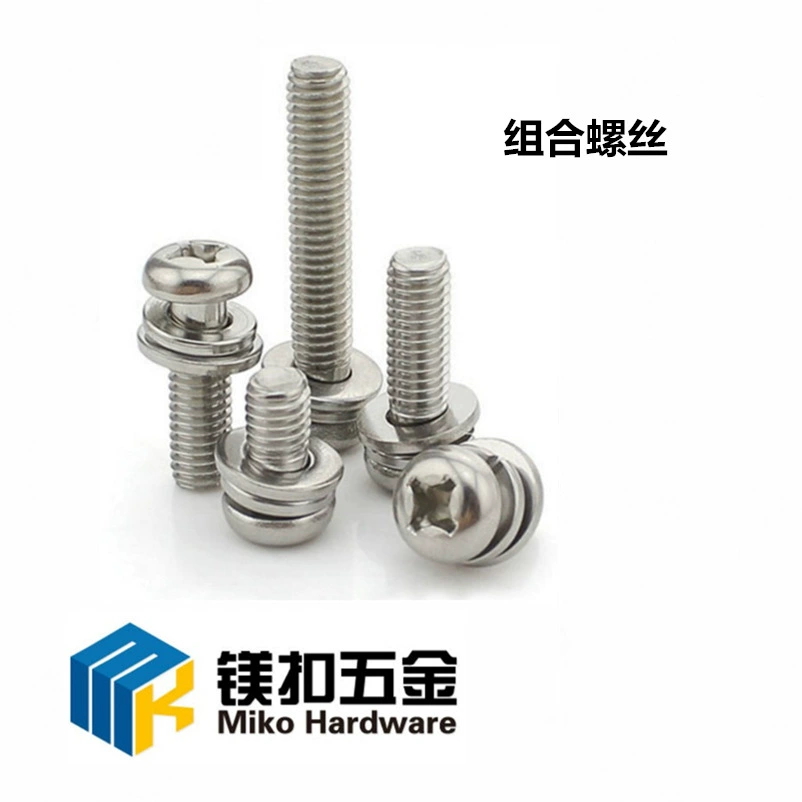 304 из нержавеющей стали крест утопленный круглая головка плоская пружина колодки три комбинированных винта GB9074.4 круглая головка три комбинированных винта M5
