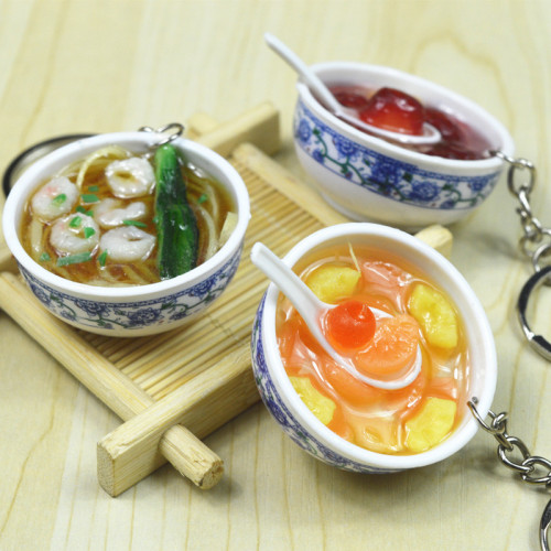 Live broadcast room diy simulation food model small bowl keychain children's play house toy Chinese style gift