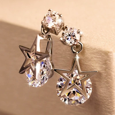 Korean version of hot -selling new diamond -mosaic sterling cash needles, multiple series of series of not easy to allergies, fashion earrings manufacturers