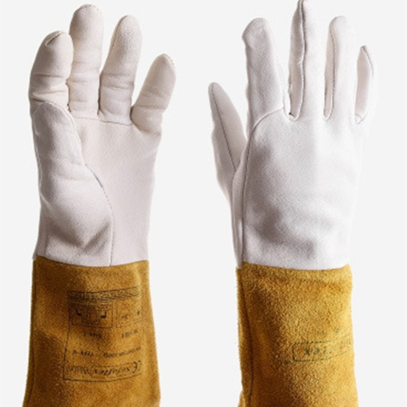 威特仕10-1009白色羊青皮长袖筒款烧焊隔热防护手套电焊手套