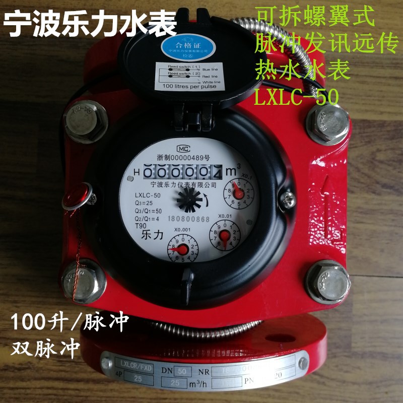 宁波水表宁波乐力仪表大口径可拆螺翼式脉冲发讯智能远传热水水表