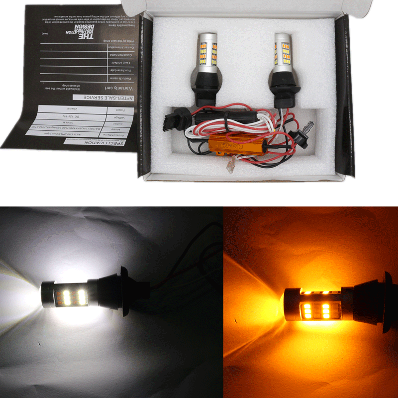 T20 1156 BA15S coche LED de dos colores luz de giro 42SMD de alta potencia brillante luz diurna Luz de marcha atrás