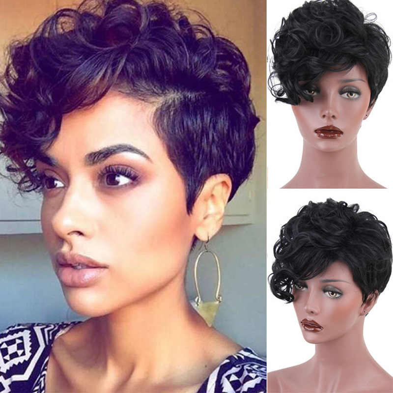 AliExpress hot European and American wig ladies fashion short curly hair wig headgear Factory Direct