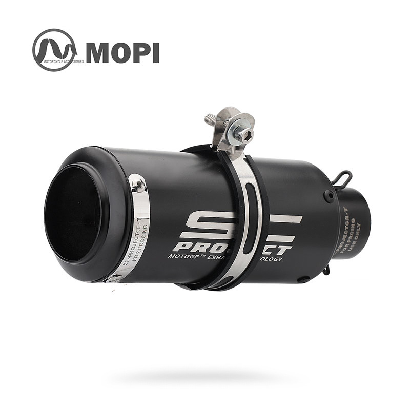 for Yamaha Kawasaki – Yamaha Exhaust pipe - sc-round-mouth-all-black-with-sticker-51mm-diameter