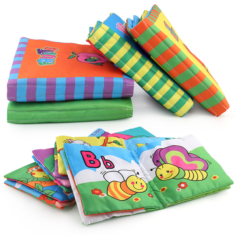 Bebé libro de tela tridimensional educación temprana educación Comercio exterior libro de tela grande con papel de timbre juguetes infantiles cuatro bolsas exportación