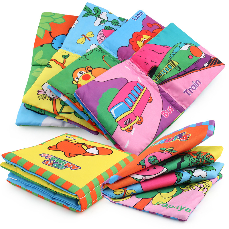 Bebé libro de tela tridimensional educación temprana educación Comercio exterior libro de tela grande con papel de timbre juguetes infantiles cuatro bolsas exportación