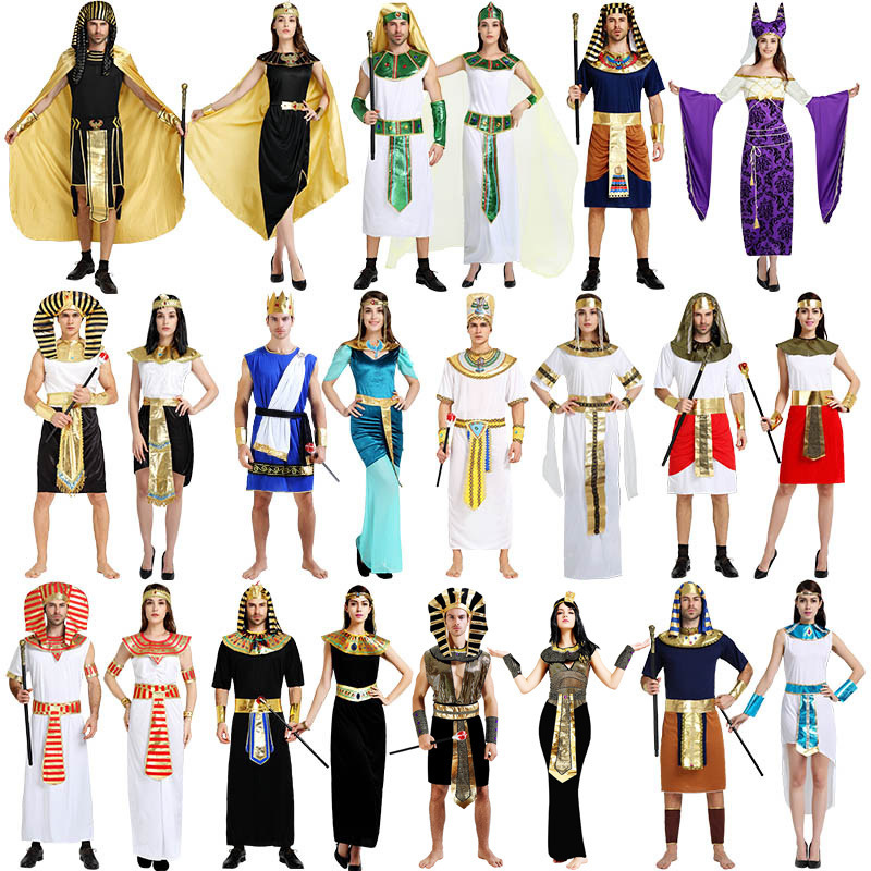 Halloween Costumes for Adults Egyptian Pharaoh Cleopatra King Prince Clothes Role-Playing Robes