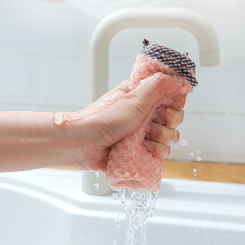 Pineapple check rag, kitchen cleaning dishcloth, lint-free and absorbent small square towel, hanging coral velvet hand towel
