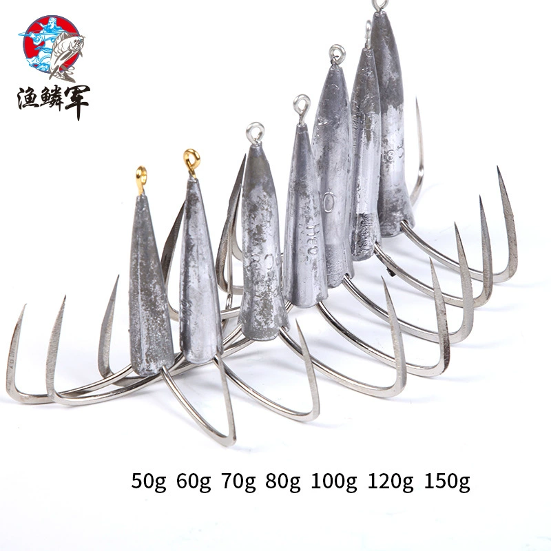 Knife tip long -sized anchor hook triangular anchor fish hook with leading winter ice fishing sharp three anchor hooks, three -claws, fish hooks
