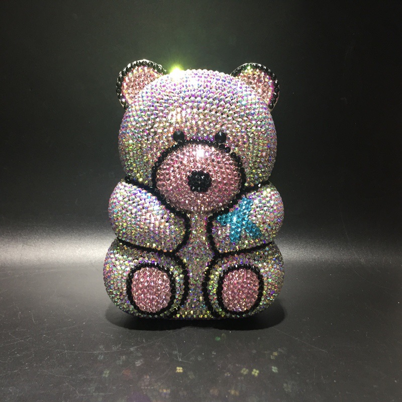 BL105 Bears bolsa de diamante de dibujos animados cristal lleno de diamantes bolsas de cena bolsas de diamantes hechas a mano bolsas de mano de mujer bolsa amarilla