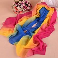 经典时尚渐变色雪纺女士丝巾批发  春夏新款围巾柔软纱巾厂家直销