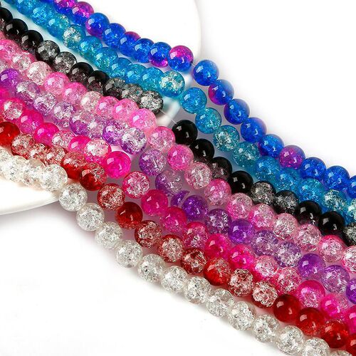 Glass explosion crystal crack beads handmade diy beading material bracelet necklace earrings loose beads broken flower beads