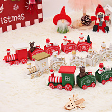 圣诞装饰品圣诞木质小火车儿童幼儿园圣诞礼物小火车摆件桌面摆件