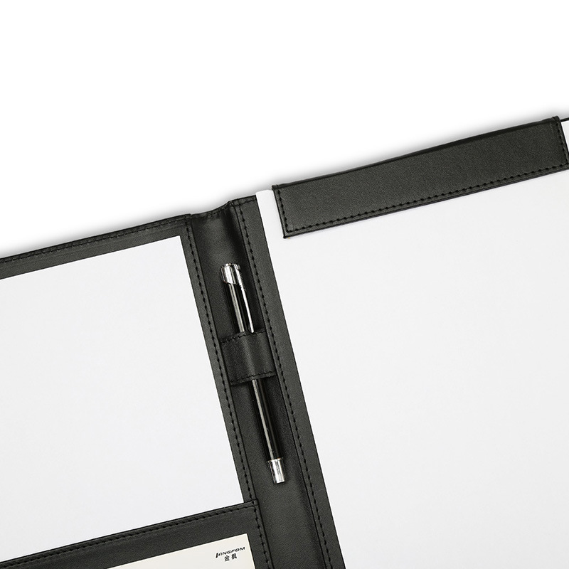 A4 Carpeta de cuero de color sólido multifuncional Carpeta de archivo Carpeta de gestión de la oficina de negocios Carpeta de almacenamiento de datos libro de firma