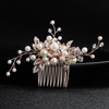 Hair accessory handmade, metal crystal from pearl, hairgrip, jewelry for bride, European style