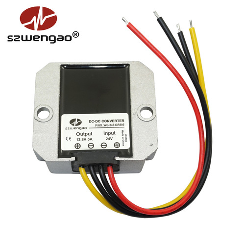 [Sufficient Power] Car Radio Adapter 24V to 13.8V 5A Voltage Buck Car Audio Regulator