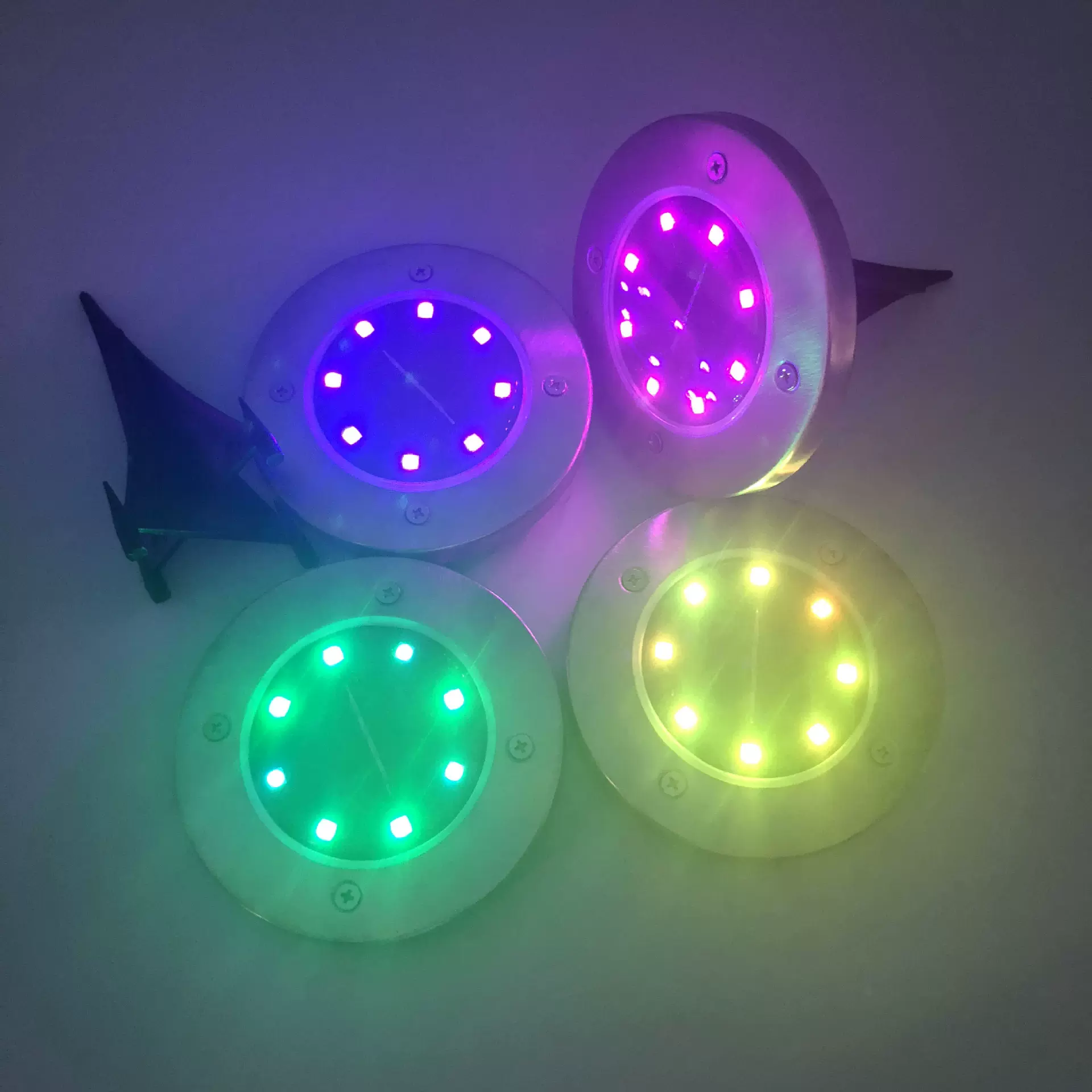 户外不锈钢太阳能灯8灯七彩变色地埋灯草坪灯景观灯防水